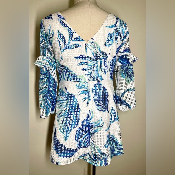 Lilly Pulitzer | Laurie Romper | White & Blue Eyelet | Women’s 12 - Picture 4 of 6